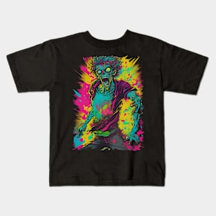 Zombie color blast comic book style Kids T-Shirt